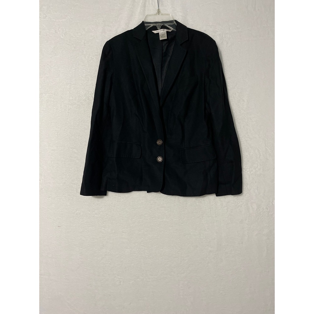 Diane von Furstenberg Black Andires Tailored Two Button Wool Jacket Sz 6 Blazer